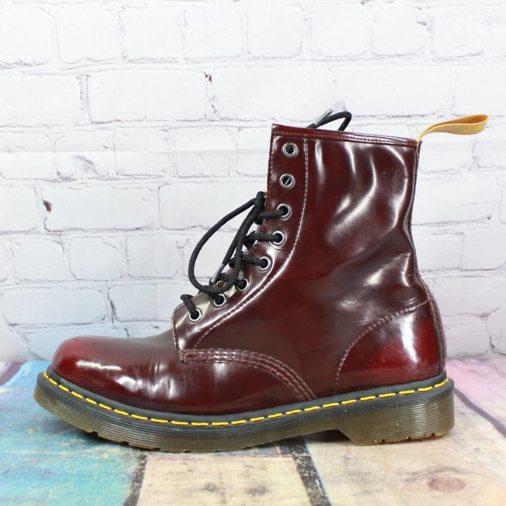 Dr. Martens Cherry Red Patent Leather 8‑Eye Combat Boot